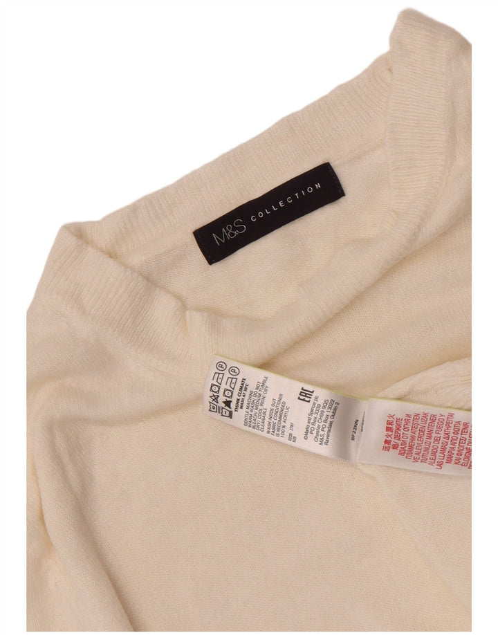 Suéter feminino Marks & Spencer com gola canoa Reino Unido 8 pequeno off white