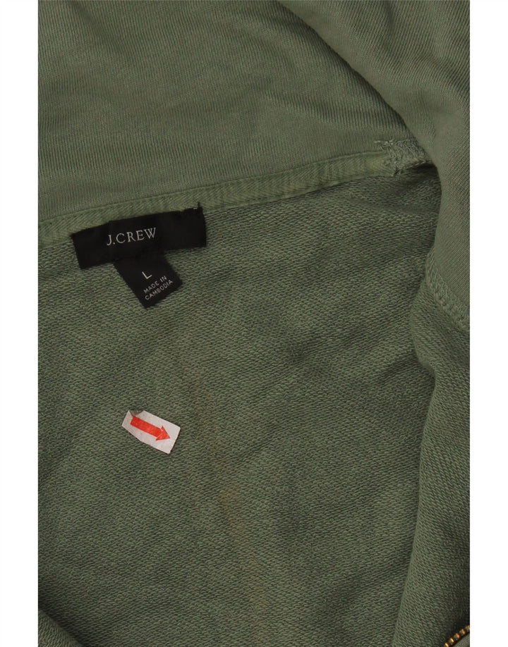J. CREW Suéter feminino grande com zíper e gola redonda Reino Unido 16 grande verde