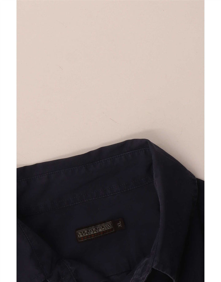 Camisa geográfica masculina Napapijri XL azul marinho