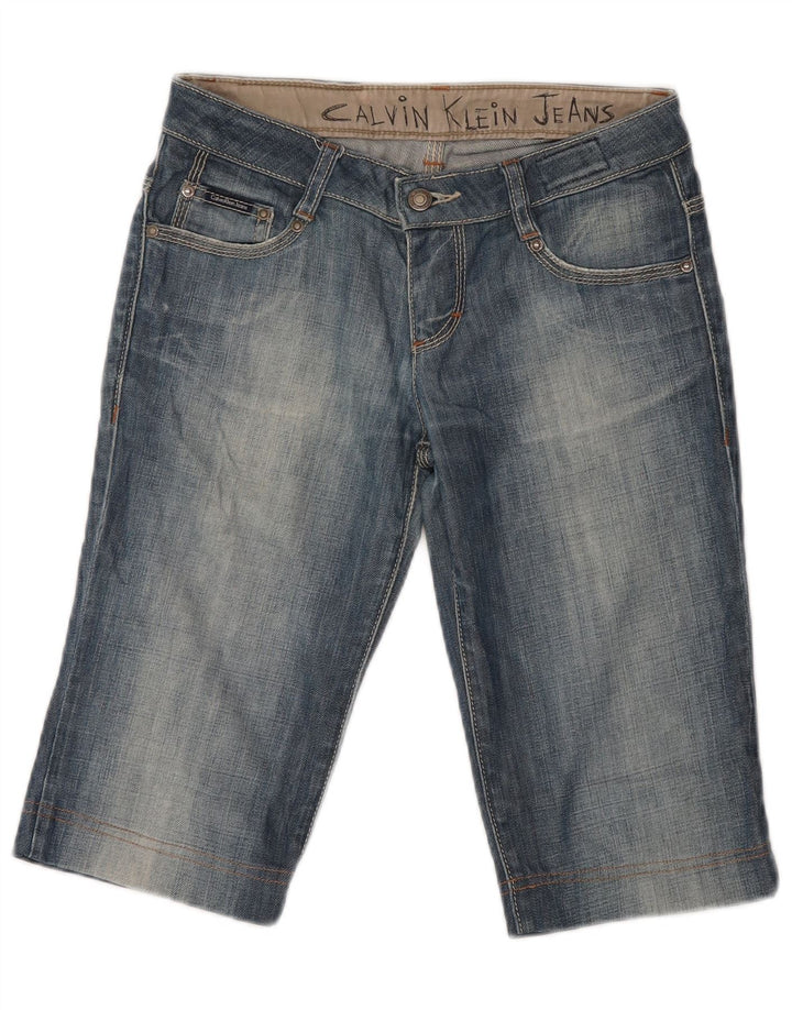 Calvin Klein Bermuda feminina jeans W26 pequeno algodão azul
