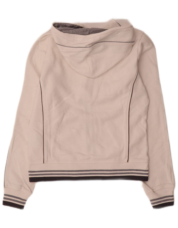 Suéter feminino Champion com capuz e zíper Reino Unido 14 algodão colorblock branco médio