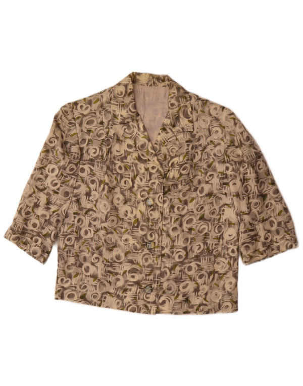 Conjunto de 2 peças vintage feminino com padrão abstrato manga 3/4 Reino Unido 12 cinza médio