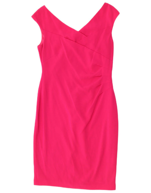 Vestido feminino Coast sem mangas com bainha UK 12 médio rosa triacetato