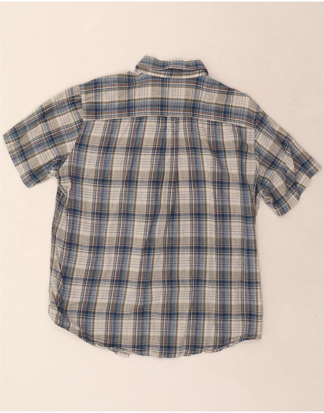 EDDIE BAUER Camisa masculina clássica de manga curta grande algodão xadrez azul