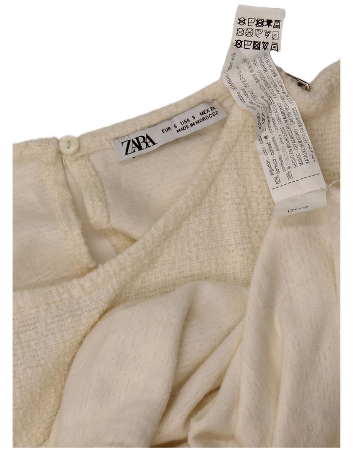 Vestido bainha feminino Zara Reino Unido 8 pequeno algodão branco
