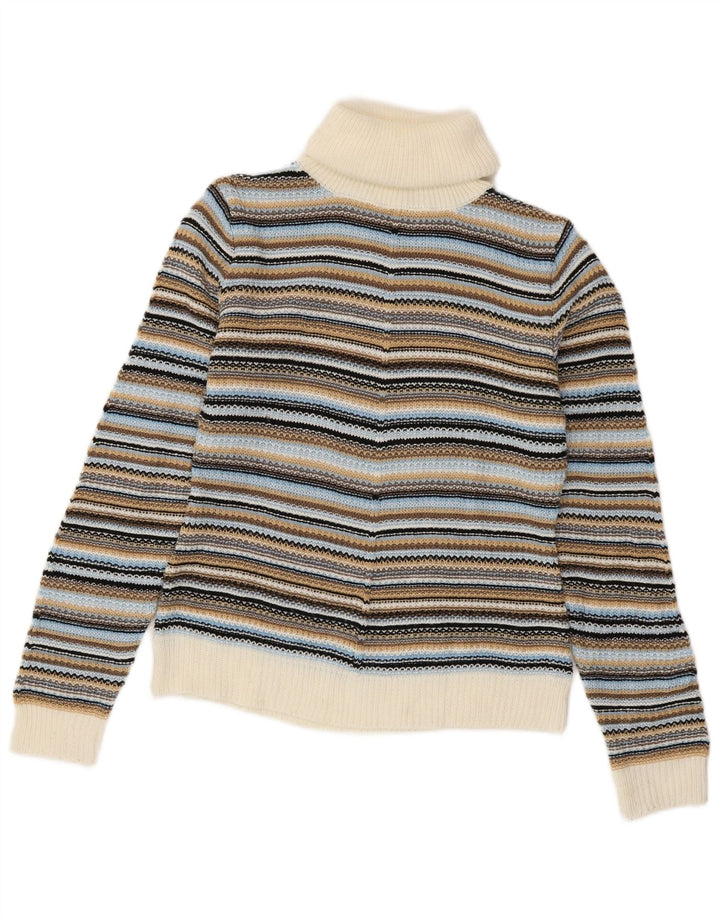Suéter feminino VINTAGE com gola redonda Reino Unido 10/12 pequeno multicolorido