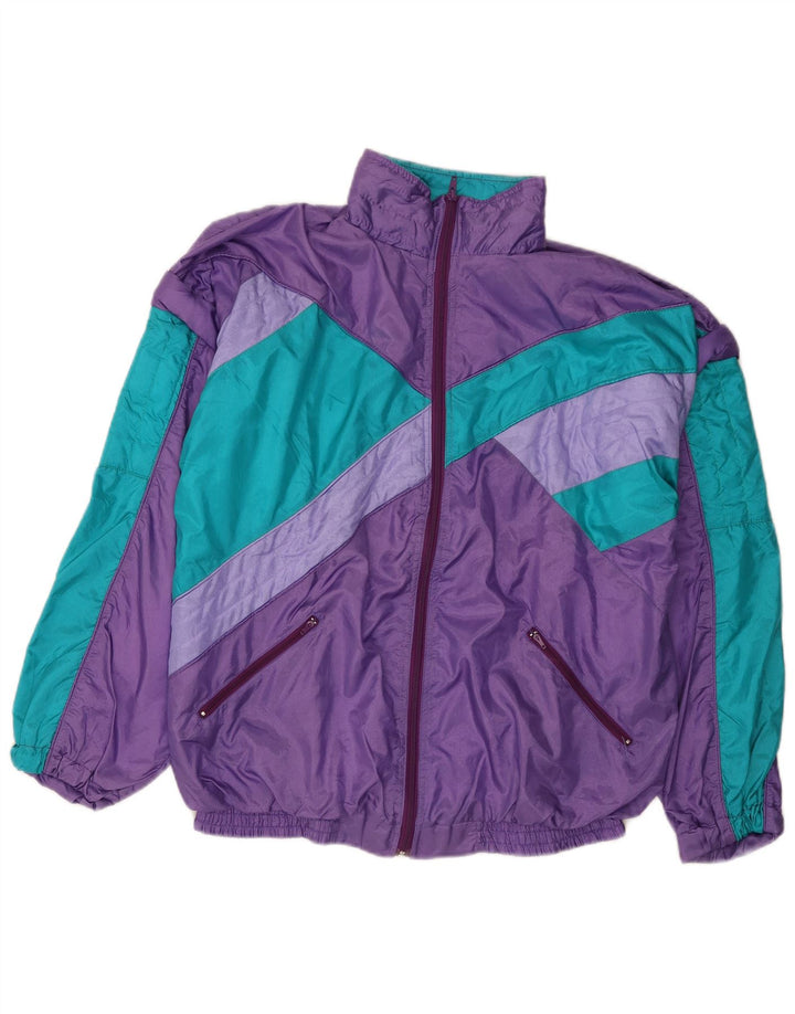 Fato de treino completo feminino vintage UK 14 bloco colorido roxo médio