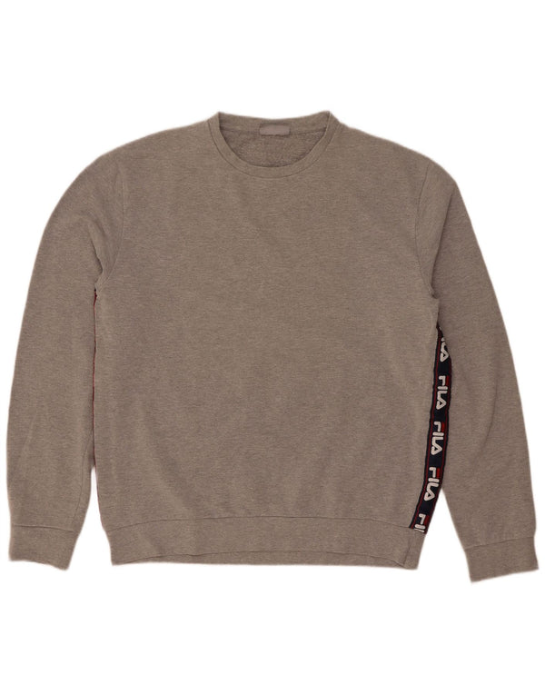 Fila moletom gráfico masculino jumper grande cinza colorblock algodão
