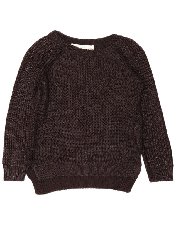 Suéter feminino Zara com gola canoa Reino Unido 12 acrílico manchado preto médio