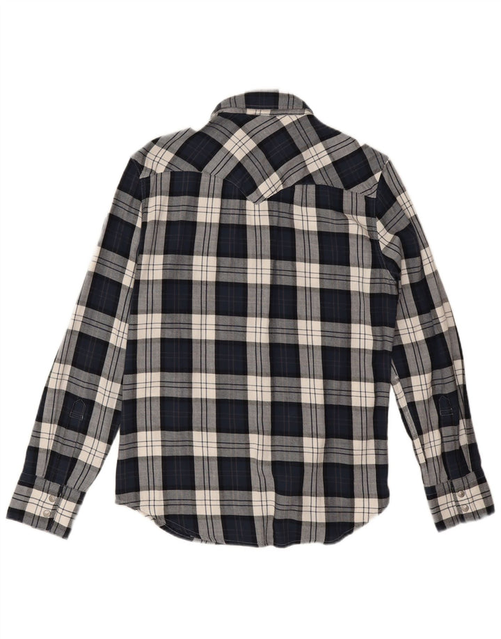 Camisa masculina de flanela padrão Levi's pequena algodão xadrez azul marinho