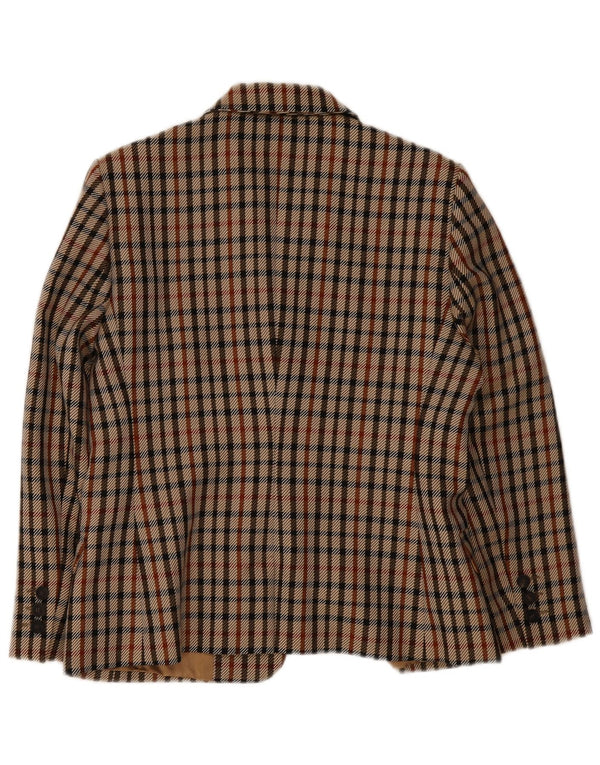 Jaqueta blazer feminina DAKS com 2 botões UK 14 xadrez médio multicolorido