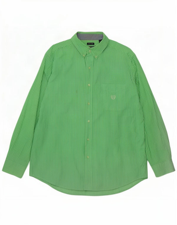 Camisa masculina fácil de cuidar da Chaps, algodão listrado verde grande