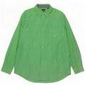 Camisa masculina fácil de cuidar da Chaps, algodão listrado verde grande