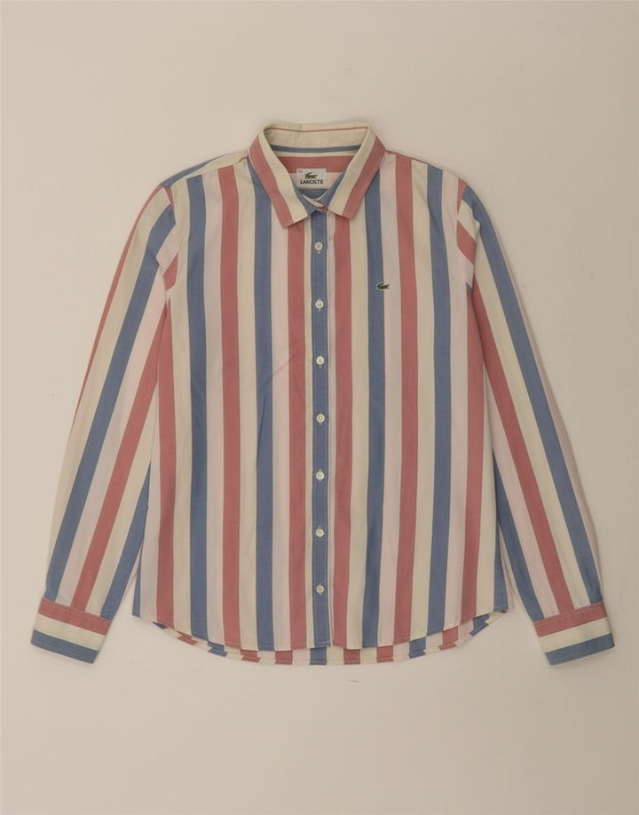 Camisa feminina Lacoste tamanho 42 grande algodão listrado multicolorido