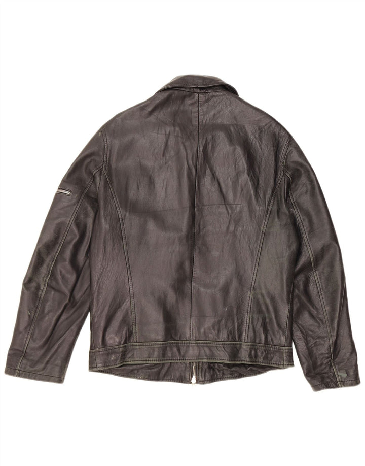 Jaqueta de couro masculina Lavorazione Artigianale IT 48 couro preto médio