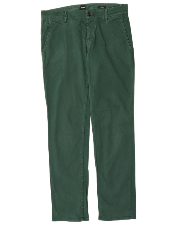 Calça Chino Masculina Hugo Boss Straight Regular Fit W32 L32 Algodão Verde