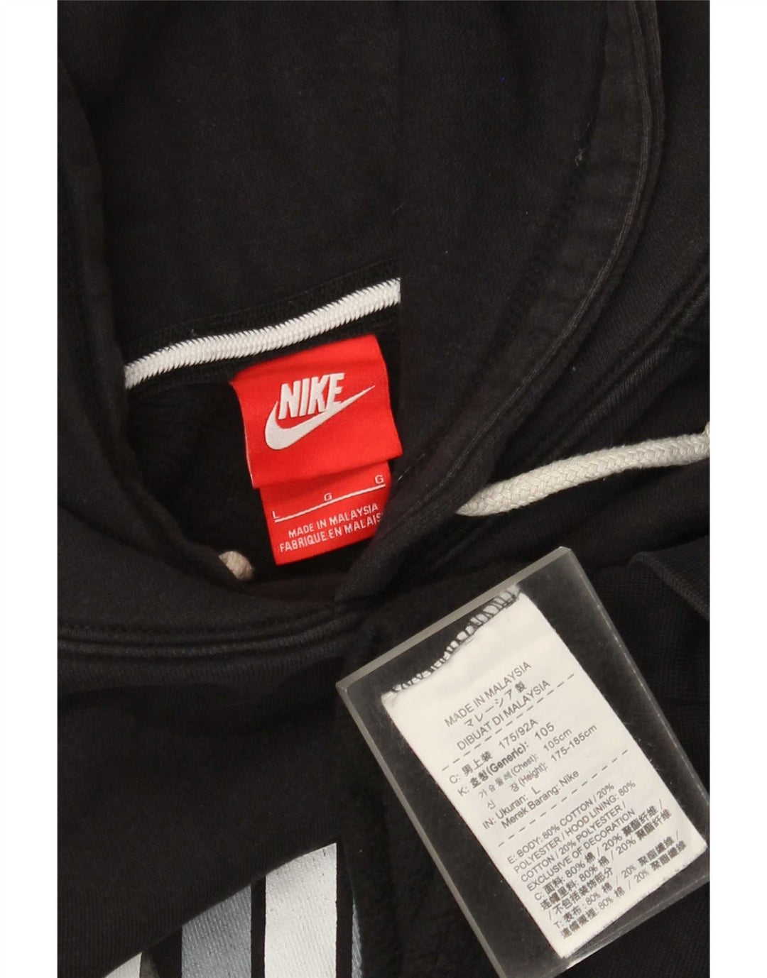 Suéter Nike masculino com capuz gráfico grande de algodão preto