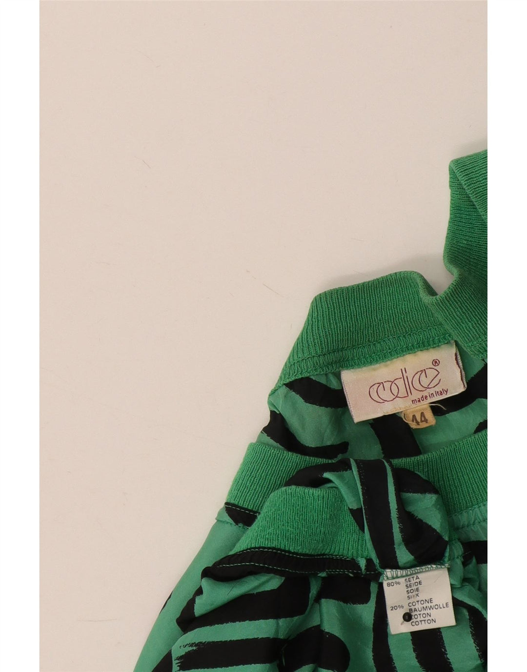 Codice blusa feminina oversized top IT 44 seda geométrica verde médio