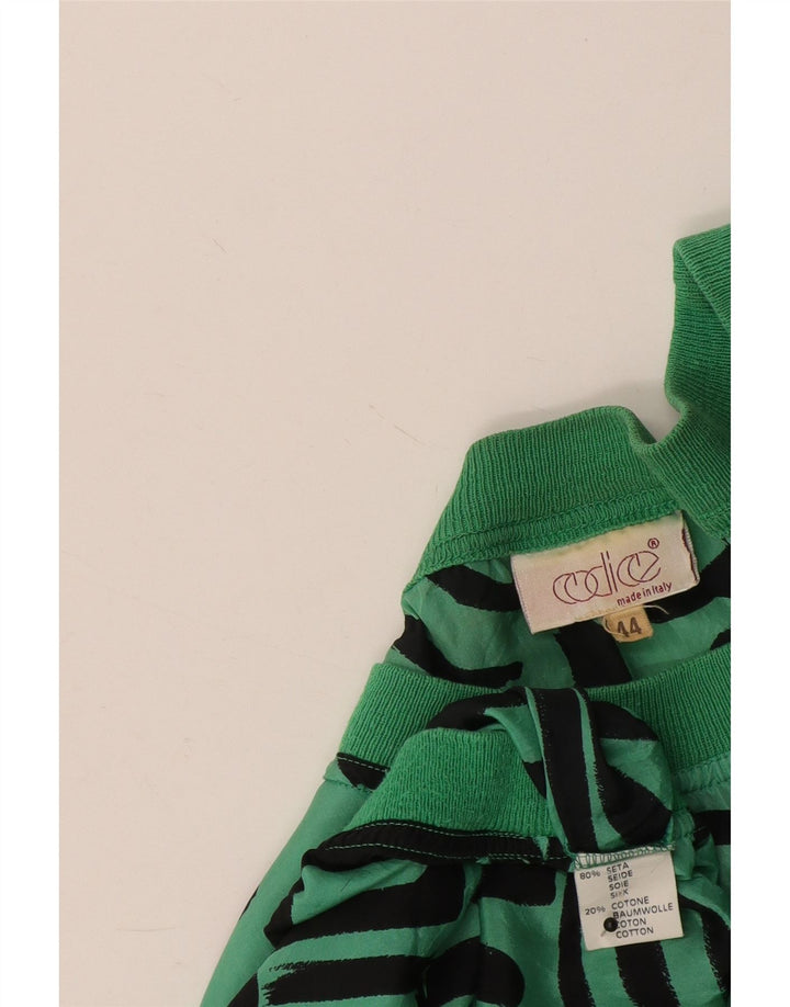 Codice blusa feminina oversized top IT 44 seda geométrica verde médio