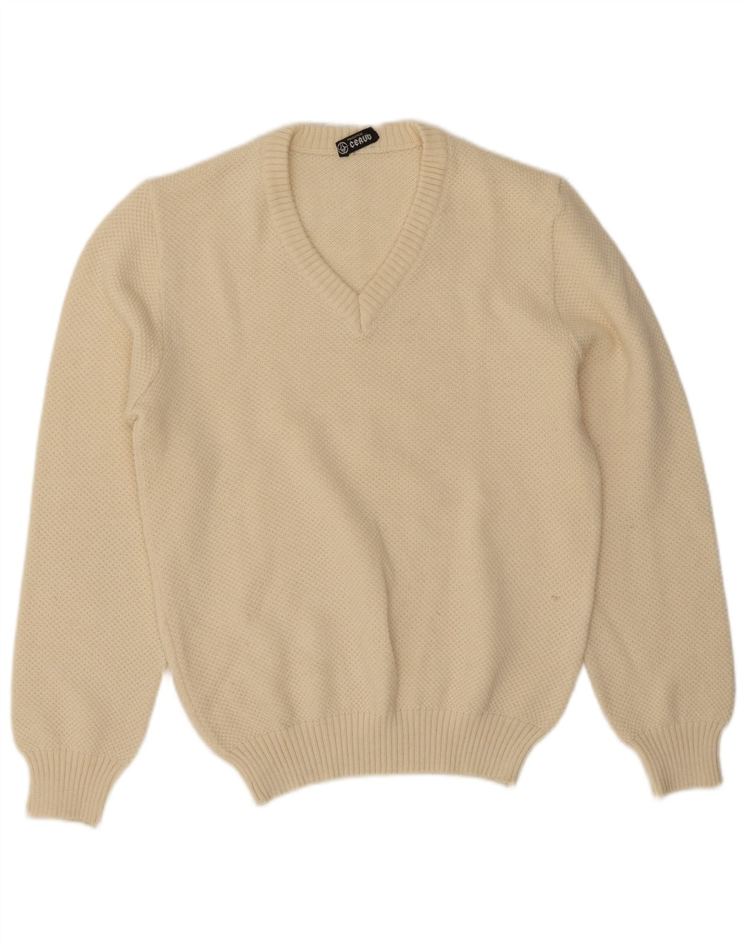 Suéter masculino vintage com decote em V IT 50 Médio Off White