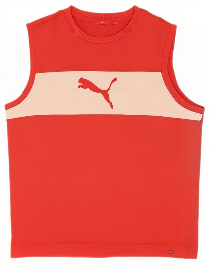 Puma Mens Graphic Vest Top Grande Bloco Colorido Vermelho