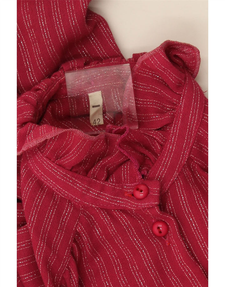 Vestido maxi feminino vintage de manga comprida IT 42 risca de giz vermelha média
