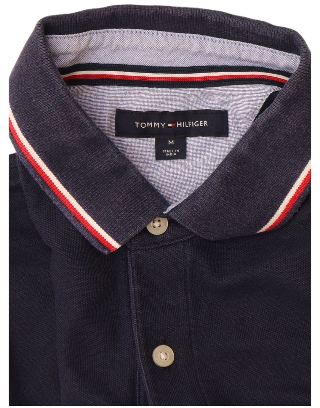 Camisa polo masculina Tommy Hilfiger média algodão azul marinho