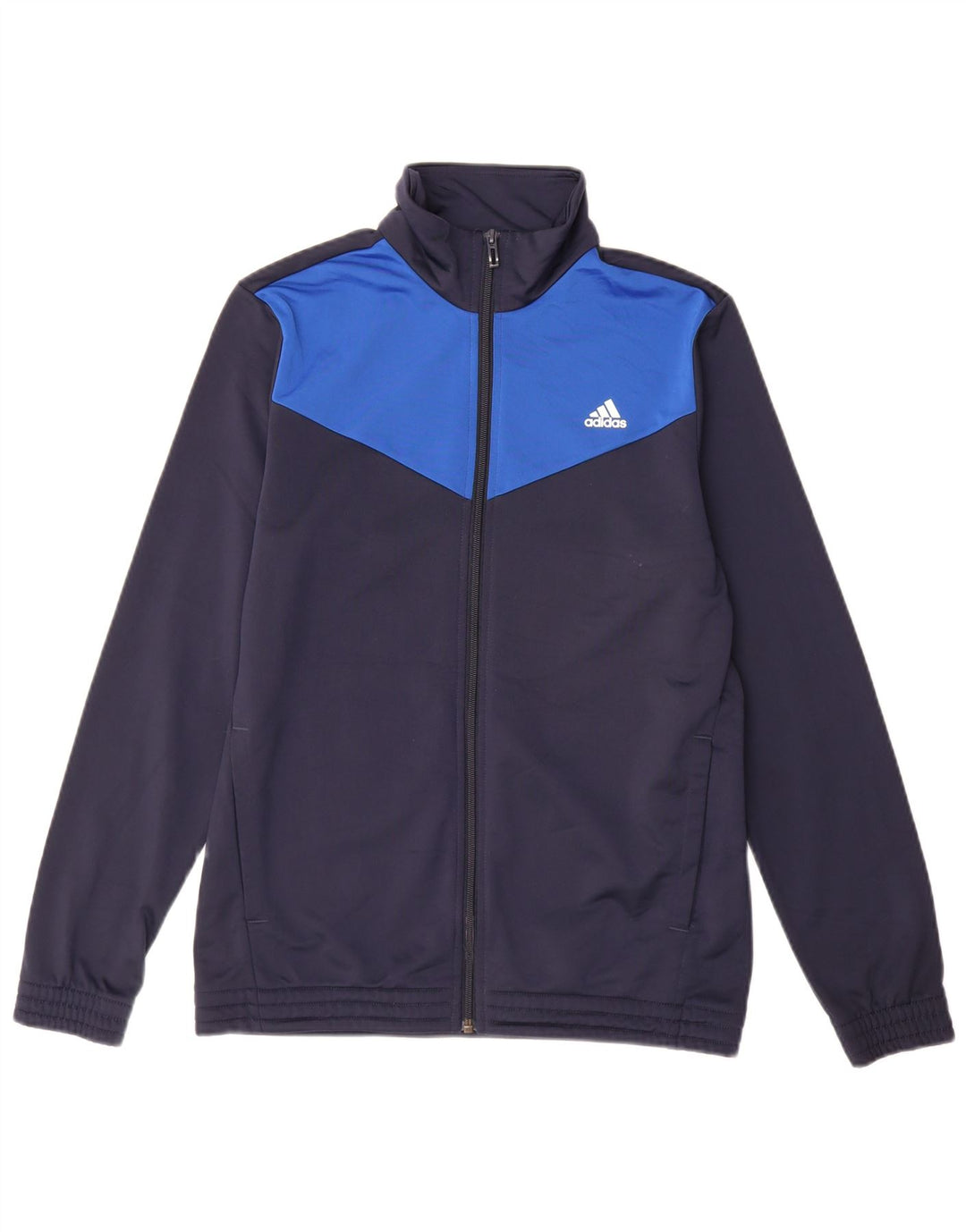 ADIDAS Meninos Tracksuit Top Jacket 14-15 Anos Azul Marinho Colourblock