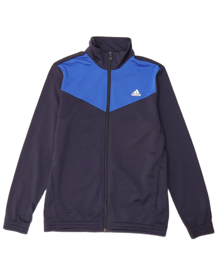 ADIDAS Meninos Tracksuit Top Jacket 14-15 Anos Azul Marinho Colourblock