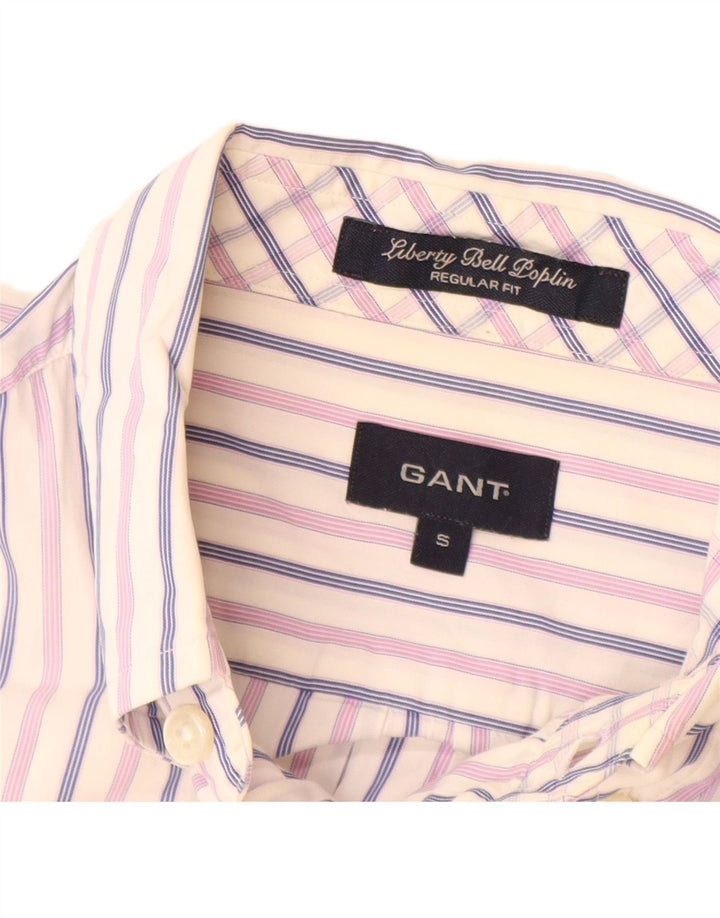 Camisa masculina GANT regular fit pequena listrada branca de algodão
