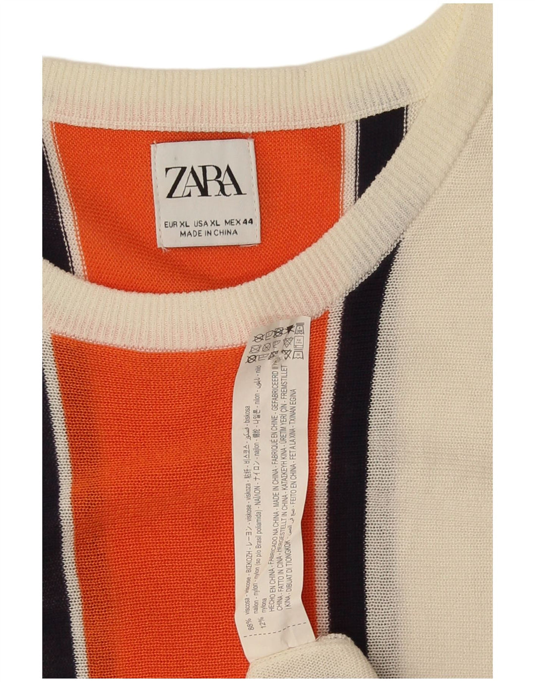 Vestido básico feminino Zara UK 18 XL viscose listrada branca