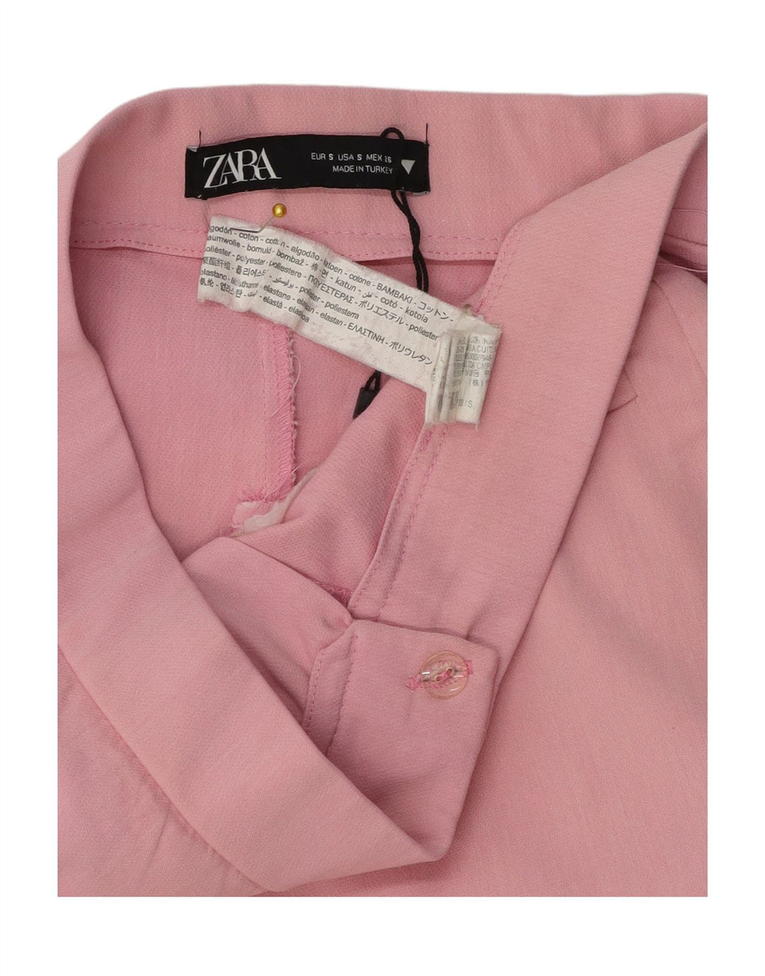 ZARA Calça feminina casual bootcut pequena W26 L25 algodão rosa
