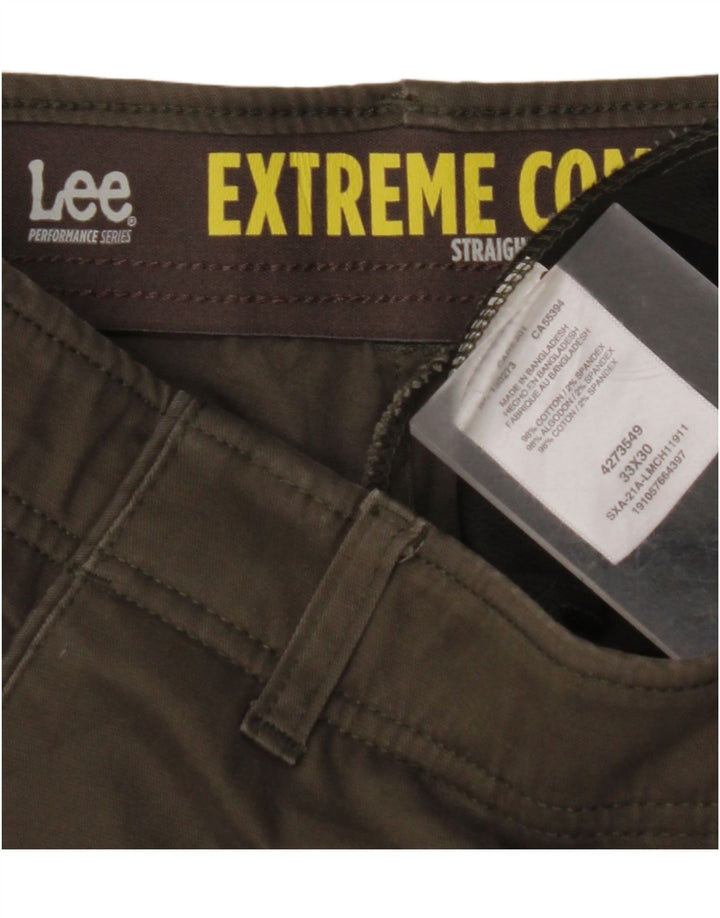 Calça chino reta masculina LEE Extreme Comfort W33 L30 algodão cáqui