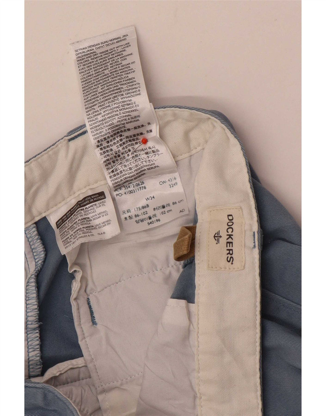 Shorts cargo masculino Dockers W34 grande algodão azul