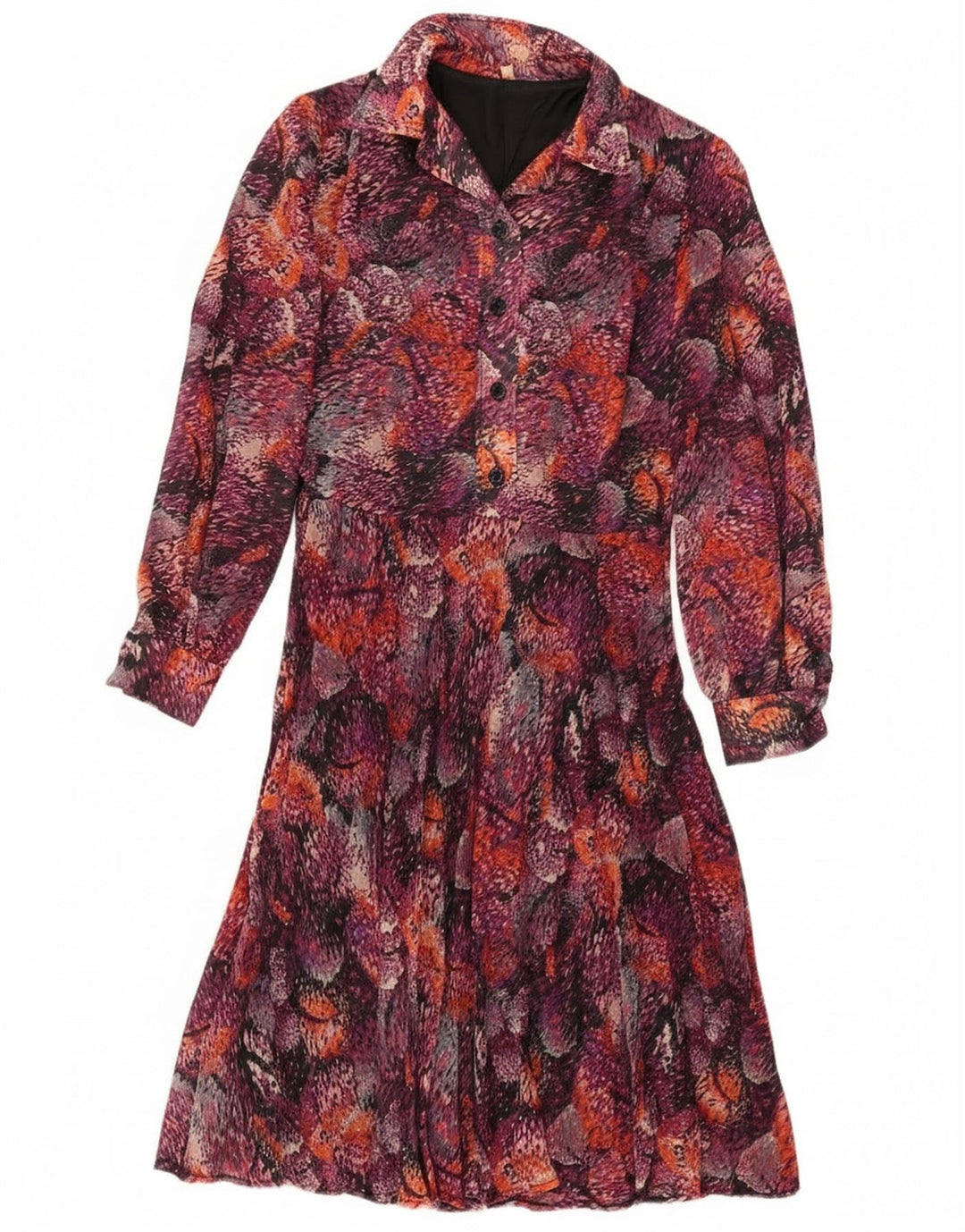 Vestido camisa feminino vintage com padrão abstrato UE 40 médio Borgonha