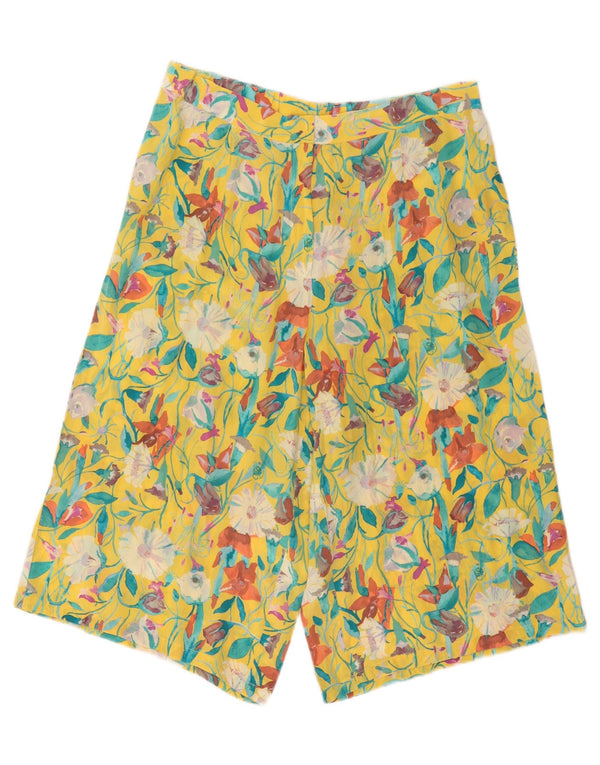 Shorts feminino vintage cintura alta perna larga casual W34 grande amarelo floral