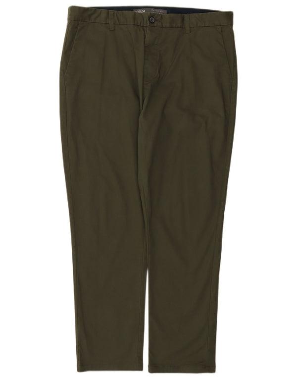 Calça jeans slim masculina Denim & Co W36 L29 algodão cáqui