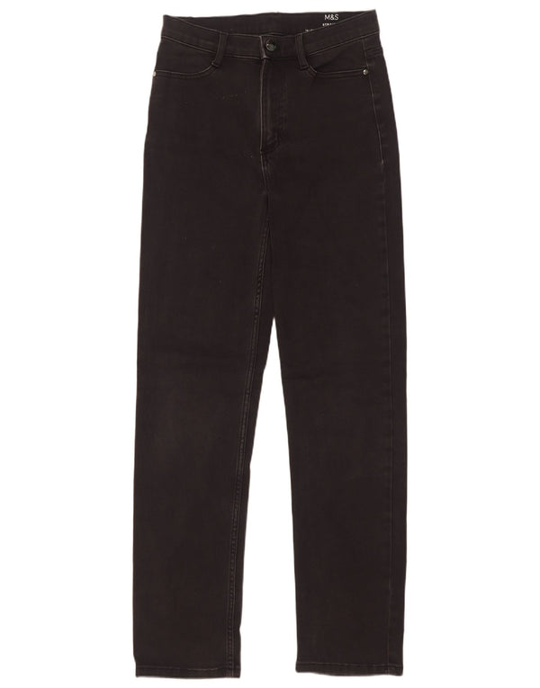 Jeans retos femininos Marks & Spencer Reino Unido 10 pequeno W27 L30 algodão preto