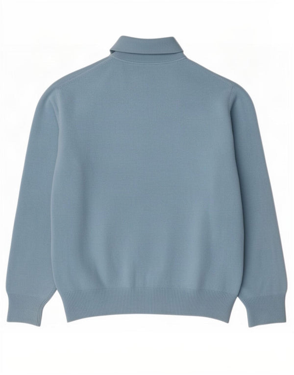 Vintage Mens Polo Neck Jumper Sweater IT 56 2XL Blue Lambswool