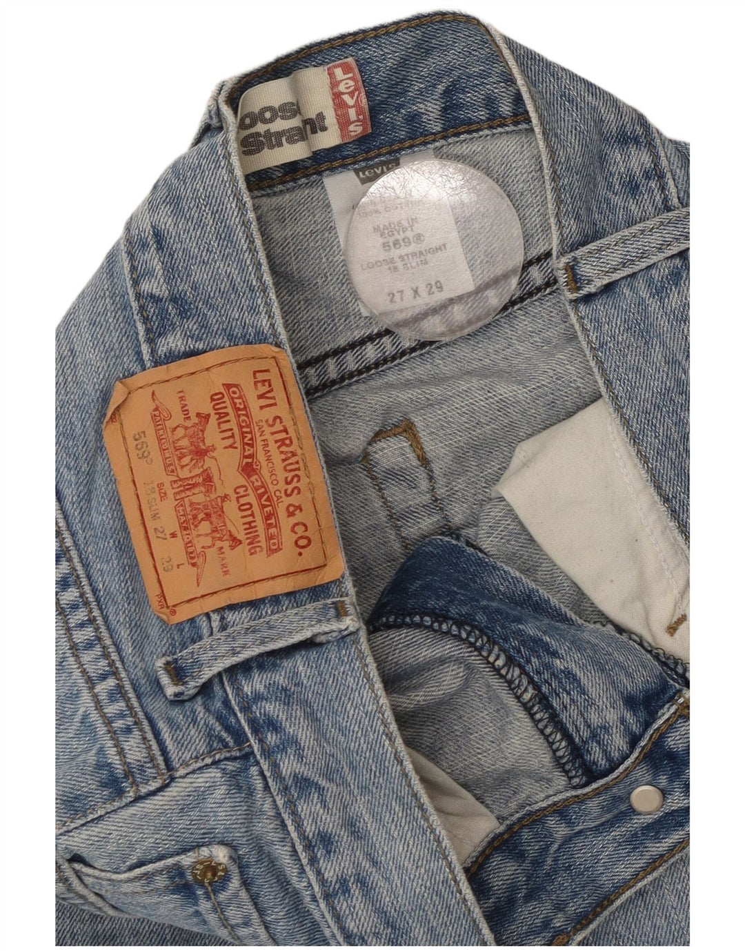 Calça jeans feminina Levi's 569 Loose Fit Straight W27 L29 Azul Algodão