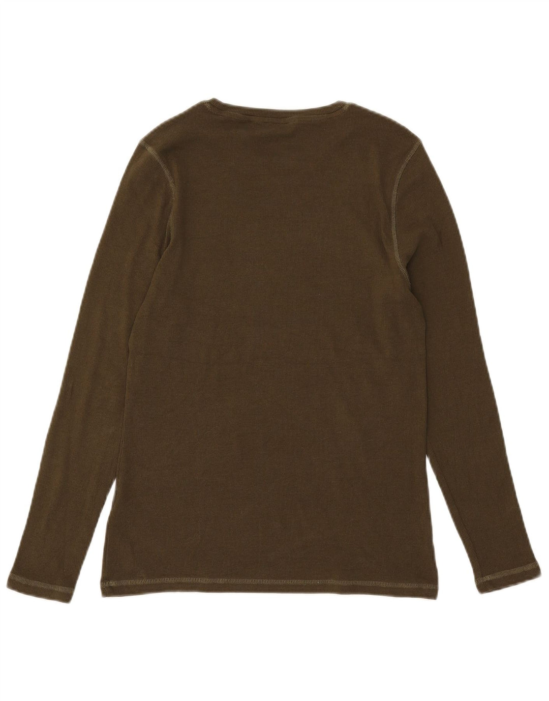 Top feminino Marks & Spencer manga comprida Reino Unido 14 grande algodão cáqui