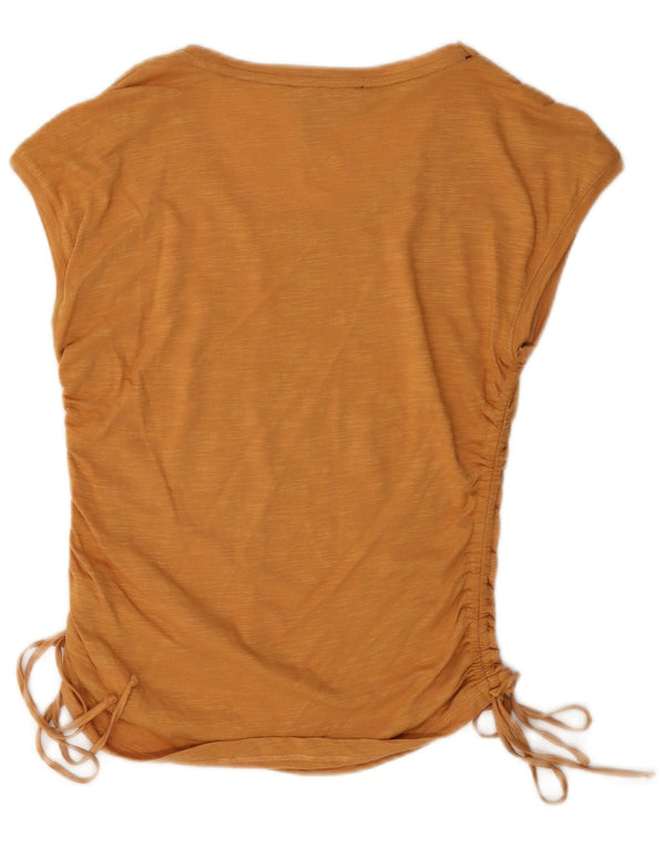 Blusa feminina Dkny UK 10 pequena marrom manchada