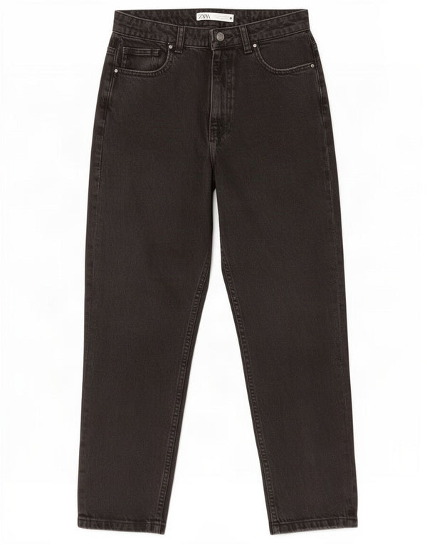 Zara Jeans Cônicos Femininos EU 38 Pequeno W28 L28 Algodão Preto