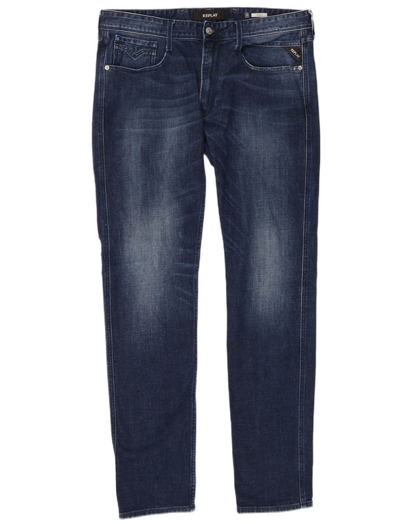 Replay Masculino Anbass Slim Jeans W36 L36 Azul Algodão