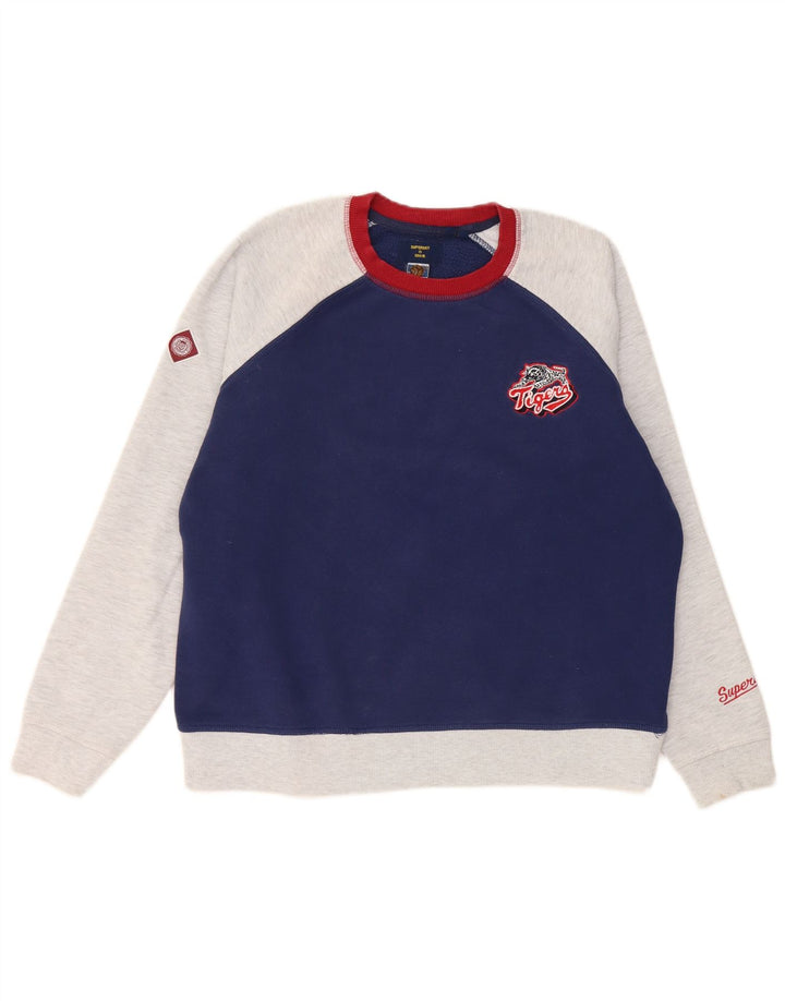 Superdry moletom feminino jumper UK 12 médio azul marinho colorblock