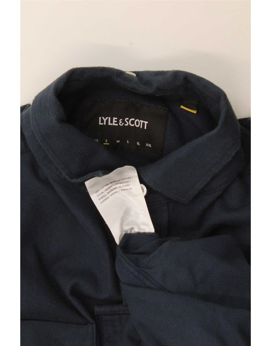 Camisa masculina Lyle & Scott pequena azul marinho algodão