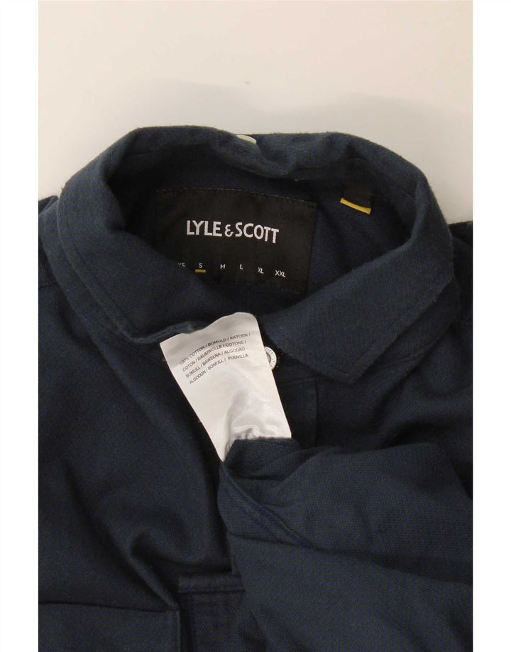 Camisa masculina Lyle & Scott pequena azul marinho algodão
