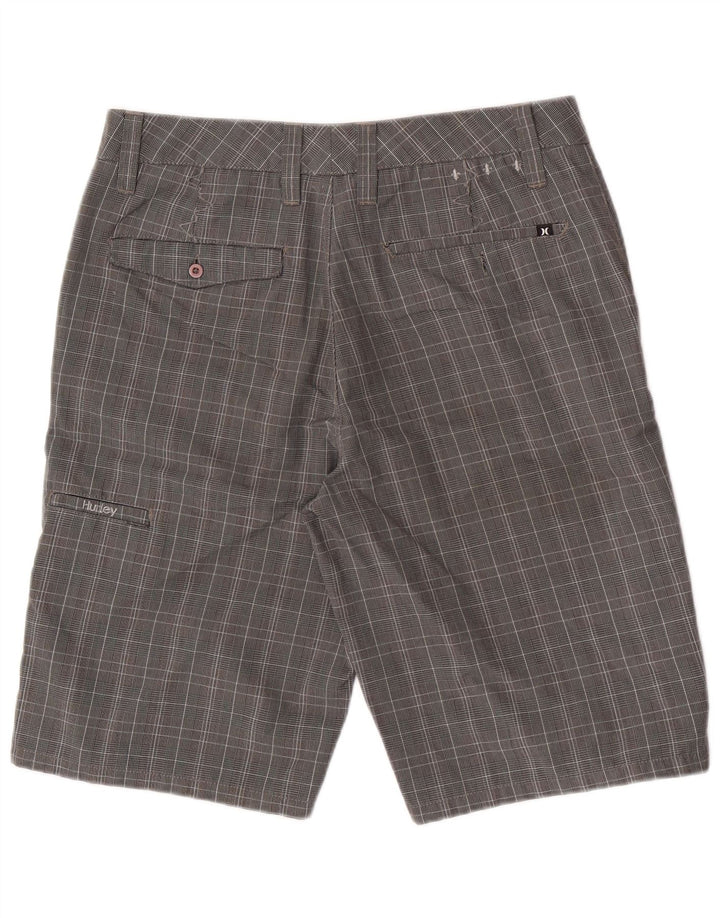 Shorts cargo masculino Hurley médio W30 cinza xadrez poliéster
