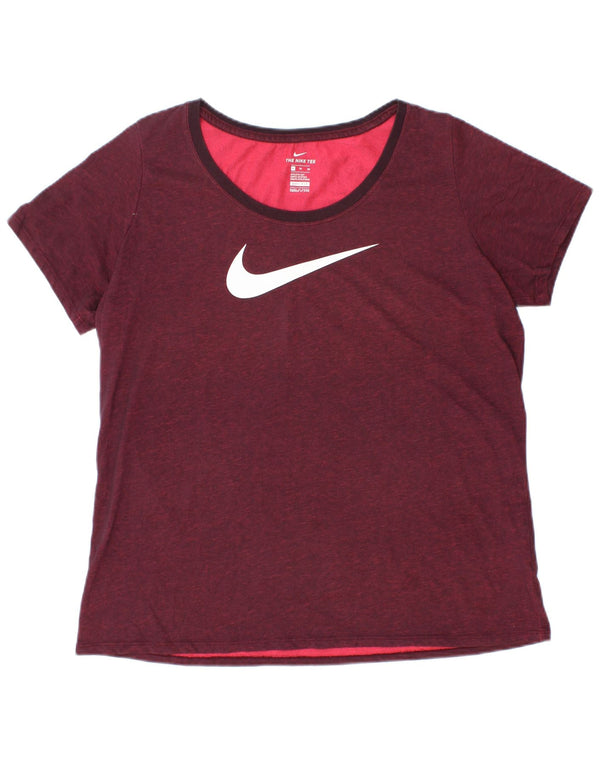 Camiseta Nike Feminina Dri Fit Graphic Top UK 18 XL Algodão Borgonha