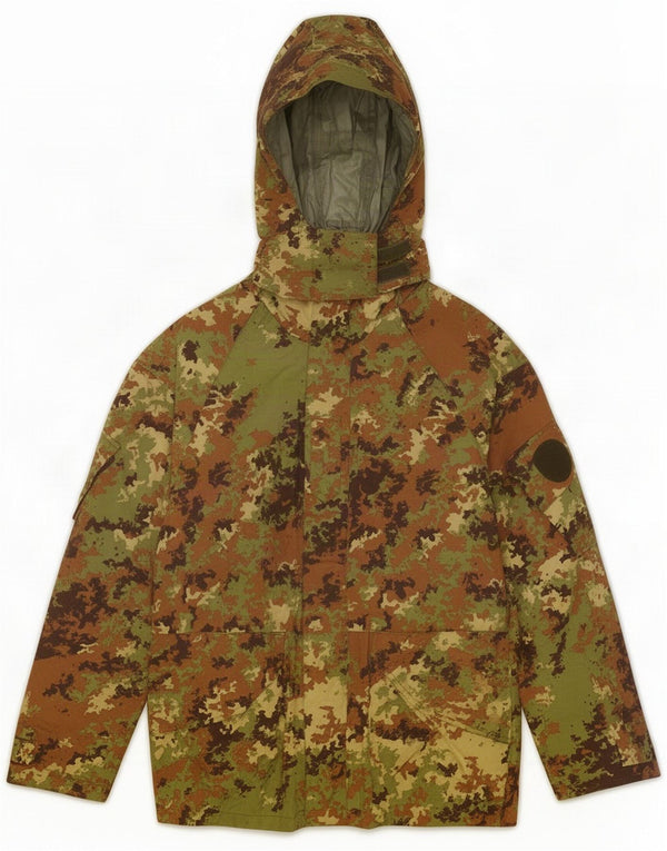 Jaqueta corta-vento masculina vintage com capuz IT 52 XL poliamida camuflada cáqui